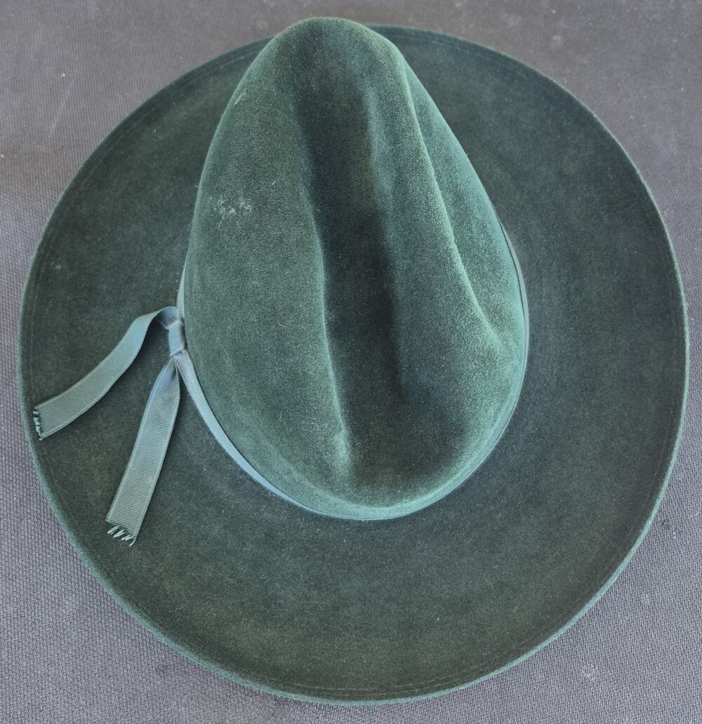 Vintage Santa Fe Silver Green Wool Felt Hat Western Cowpuncher small